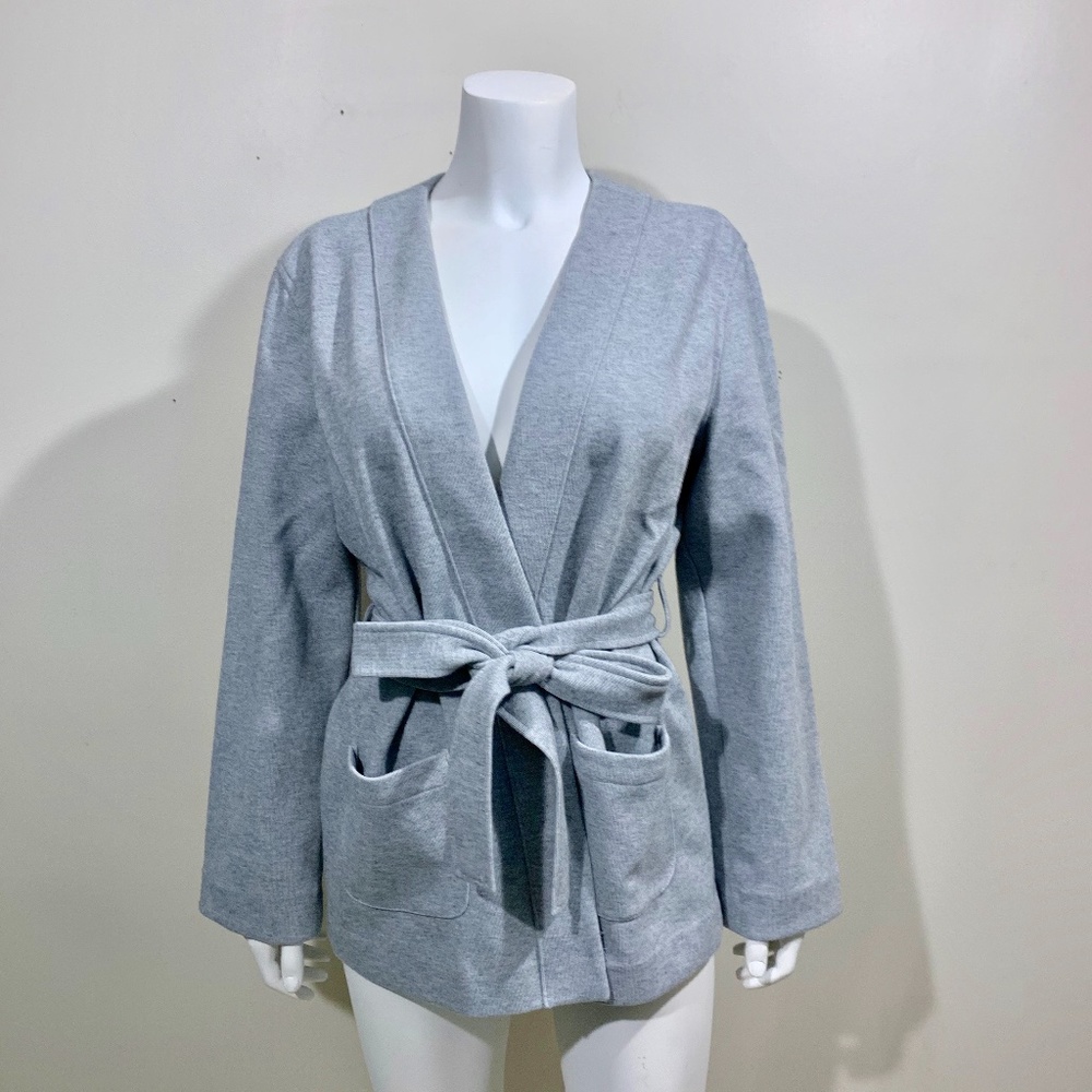 J.Crew Heather Grey Belted Sweatshirt Blazer